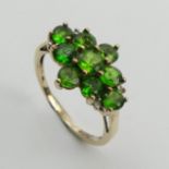 9ct gold chrome diopside ring, 2.4 grams. Size N, 12.3 mm wide. UK Postage £12.