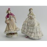 Two Royal Worcester bone china figurines The Fairest Rose and Noelle. 21.5 cm. UK Postage £16.