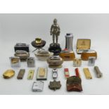 A box of lighters including Dunhill, novelty, advertising and other examples. UK Postage £16.