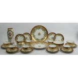 Noritake hand painted and gilded 28 piece tea set and a similar vase, circa 1910. Collection only.