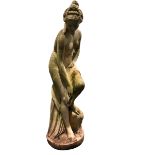 A large garden concrete statue of a maiden bathing. 107 cm. Postage not available.