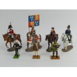 Seven Del Prado diecast soldier figures and a mounted knight. UK Postage £12.