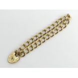9ct gold solid curb link gate bracelet, 34.7 grams, London 1964. 9.6 mm wide. UK Postage £12.