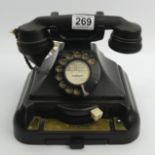 Unusual black bakelite telephone with extension diverting call function. UK Postage £16.
