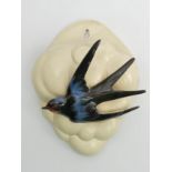 Clarice Cliff Art Deco Swallow wall pocket, 19cm. UK Postage £12