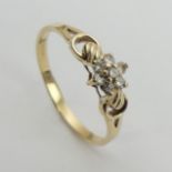 9ct gold seven stone diamond ring. Size Q 1/2, 6 mm wide. UK Postage £12.