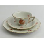 Herend hand painted porcelain cup, saucer and side plate. Cup 4cm, Saucer 11cm Plate 14.5cm. UK