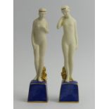 A pair of Royal Worcester Parian Ware style porcelain figurines, circa 1923/4 18cm, UK Postage £14