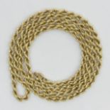 9ct gold Italian rope twist chain necklace, 8 grams, 67cm, 3.8mm wide. UK Postage £12