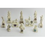 Ten crested China figures, including The Leaking Boot by Willow Art China, Ride a Cock Horse