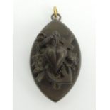 Victorian vulcanite locket pendant, 13.5 grams, 50mm long, UK Postage £12.