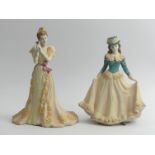 Two Coalport figurines Age of Elegance Midsummer Dream 1997, and Spring Pageant. 21cm 2cm. UK