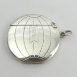 Edwardian novelty silver vesta case modelled as a basketball, Birm.1903, Arthur & John Zimmerman, 20