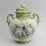 Royal Worcester porcelain vase and cover, date code for 1901, painted by Charley Baldwin with