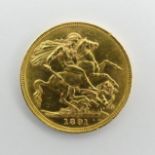 Queen Victoria 1891 gold full sovereign, UK Postage £12