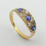 18ct gold (tested) sapphire and diamond ring, 2.3 grams. Size L, 5.8 mm. UK Postage £12.