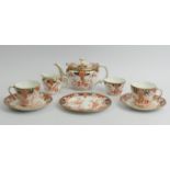 Royal Crown Derby Imari porcelain tea for two set in the 2712 pattern, teapot 19cm x 11.5cm UK