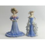 Two Coalport figurines, Age of Elegance Mandarin Crescent and Donna. 24cm. UK Postage £14