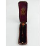 Gold Victorian carved coral stick pin, 1.6 grams, 62mm wide. UK Postage £12.