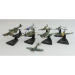A collection of die cast model aeroplanes including Corgi. Widest 19cm. UK postage £18.