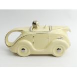 Sadler Art Deco pottery racing car design teapot, 22 x 10.5cm. UK Postage £14
