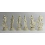 Six Wedgwood limited edition Dancing Hours porcelain figurines. 24cm. UK Postage £20