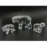 Swarovski Mother Polar Bear Rare Encounters figure with box and certificate and two Polar Bear Cubs,