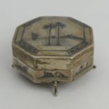 Antique Iraqi silver and Niello trinket box, 108 grams, 80mm x 38mm, UK Postage £12.
