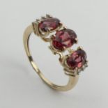 9ct gold rhodolite and diamond ring, 2.5 grams, 7.2mm, Size N1/2. UK Postage £12.