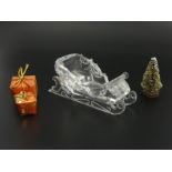 Swarovski crystal Santa's Sleigh with parcels and tree, NR000601, in original box, 10cm long. UK