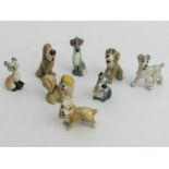 Seven Wade Disney Hat Box Lady and the Tramp whimsies, tallest 6cm, UK Postage £12.