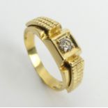 18ct gold diamond (approx .25ct) signet ring, 9.8 grams, 8mm wide, Size S. UK Postage £12.