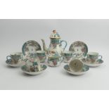 Herend Cornucopia pattern porcelain coffee set, 16 pieces (including lids), coffee pot 17.5cm. UK