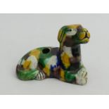 Chinese yellow, green, brown and blue running glaze dog form porcelain inkwell, UK Postage £12.