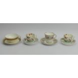 Two Victorian Minton aesthetic cups and saucers, two Minton cabinet cups and saucers decorated in