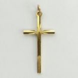 Georg Jensen 9ct gold cross pendant, 1.1 grams, London 1972, 30mm. UK Postage £12