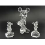 Lennox Disney Mickey Mouse lead crystal figure and Goebel Minnie & Mickey Mouse figures, Mickey 12m.