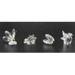 Four Swarovski figures, a frog, elephant, oyster and butterfly in original boxes, butterfly 38cm. UK