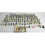 A box of Britains and other toy soldiers. UK Postage £12.