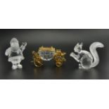 Swarovski 10th Anniversary Edition Squirrel, Father Christmas and a Stage Coach, squirrel 5.8cm.