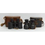 Two pairs of binoculars, one pair by Wray of London, the other in a black leather case, UK