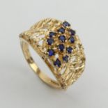 9ct gold sapphire ring, 3.5 grams, London 1971, 11.5mm wide, Size L1/2. UK Postage £12