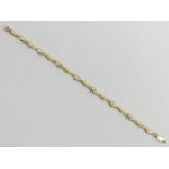 9ct gold diamond set bracelet, 4 grams, 19.5cm x 6mm wide. UK Postage £12