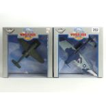 Messerschmitt BF109 and a F4U Bird Cage Corsair, World War II 1:48 scale diecast aeroplanes with