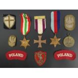 British 1939-45 Star, Italy Star, Polish Cross of Valour, Polish active service medal, British 8th