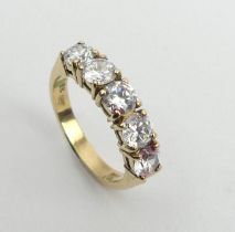 9ct gold five stone ring, 3.5 grams, 4.6mm, size K. UK postage £12