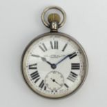 George V silver open face pocket watch, London 1919, 70 x 52mm. UK Postage £12.