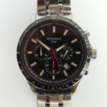 Sekonda black dial stainless steel 50m chrono, 47mm wide inc button. UK Postage £12.