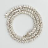 Sterling silver c.z. necklace, 31.8 grams, 41 cm x 5mm. UK Postage £12.