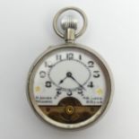 Nickel cased visible escapement 8 day movement pocket watch, 70 x 49mm. UK Postage £12.